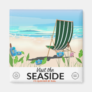 Aimant Visitez l'affiche de voyage vintage au bord de la