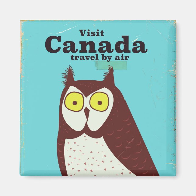 Aimant Visitez l'affiche du hibou du Canada (Devant)