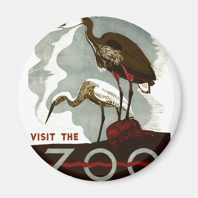Aimant Visitez le zoo - l'affiche de WPA - (Devant)