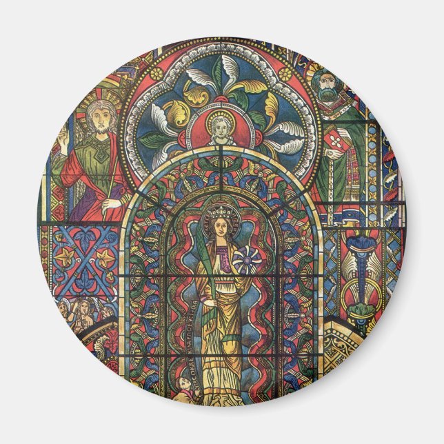 Aimant Vitrail d'église, architecture vintage (Devant)