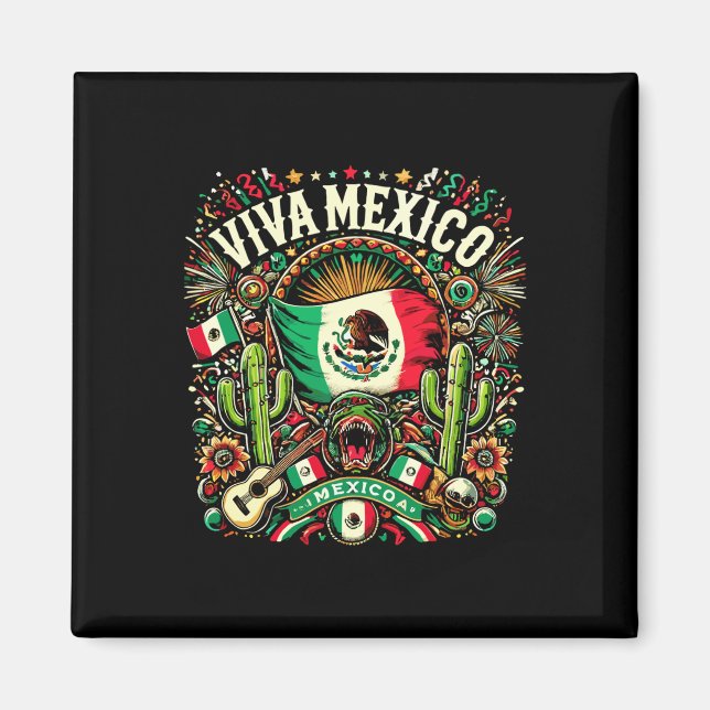Aimant Viva Mexique Fête de l'Indépendance Drapeau mexica (Devant)
