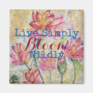 Aimant vivant d'aquarelle rose de Lotus simplement