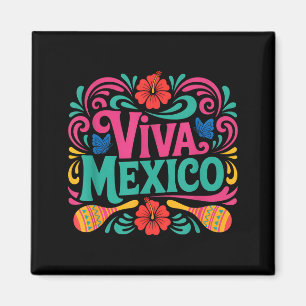 Aimant Vive le Mexique, art folklorique coloré, indépenda