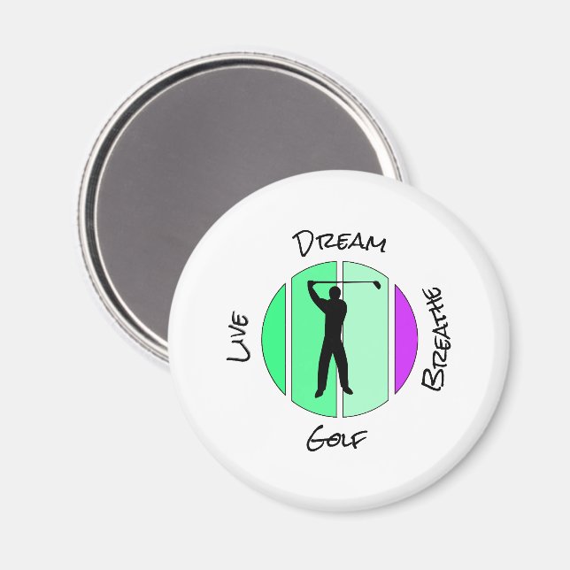 Aimant Vivez, rêvez, respirez golf (Recto/Verso)