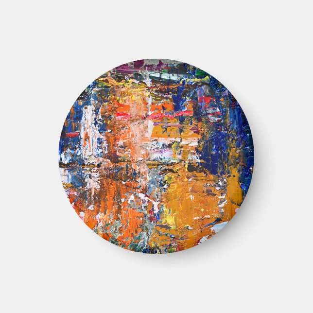 Aimant Vivid Abstraction - Huile Peinture Chaos sur la Pa (Devant)