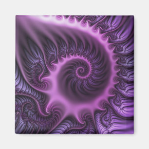 Aimant Vivid Cool Abstrait rose violet Fractal Art Spiral