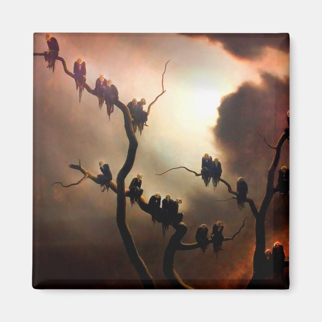 Aimant Vivid Retro - Fantômes dans un arbre (Devant)