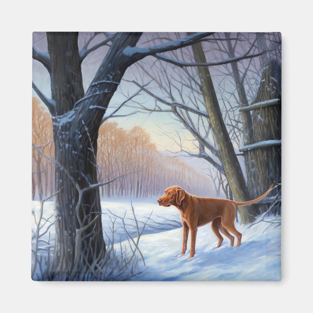 Aimant Vizla Qu'il neige Noël  (Devant)