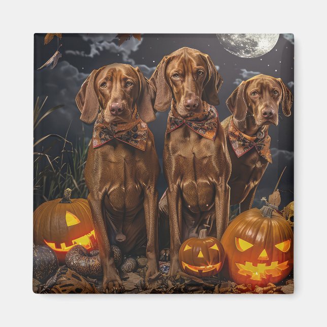 Aimant Vizsla Halloween Sombre (Devant)