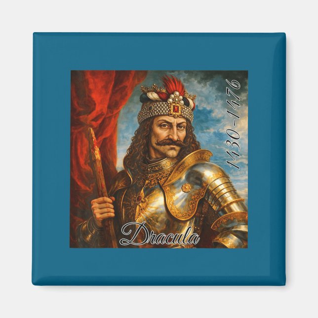 Aimant Vlad l'Empaleur Médiéval Rtrait Art Dracula  (Devant)