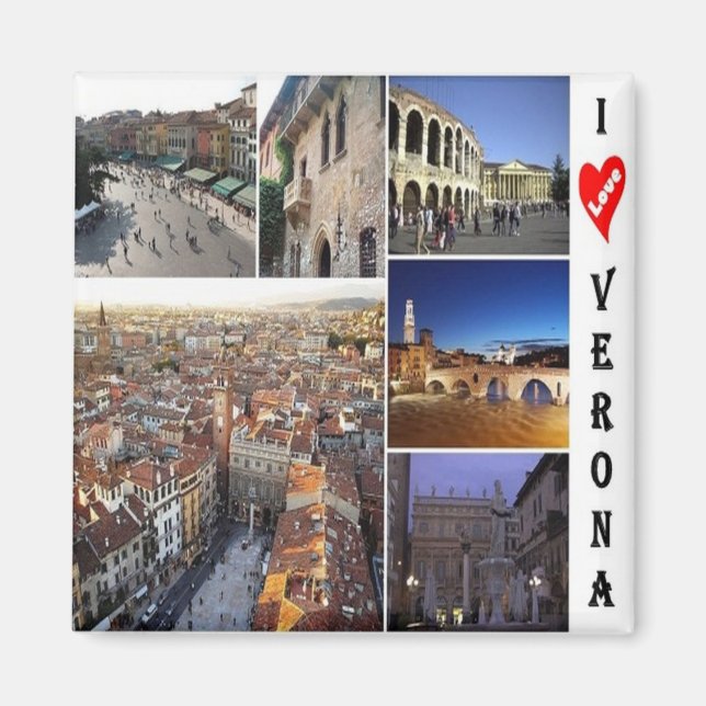 Aimant VNT089 VERONA I Love, Mosaic, Italie, Frigo (Devant)
