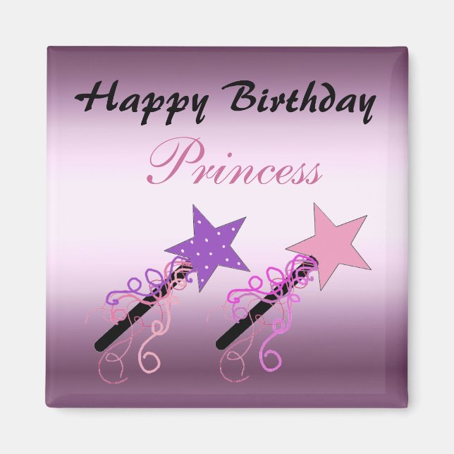 Aimant Vœux d'anniversaire de princesse (Devant)