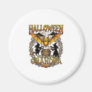 Aimant Vœux d'Halloween Grand-père Chauve-souris Chaudron