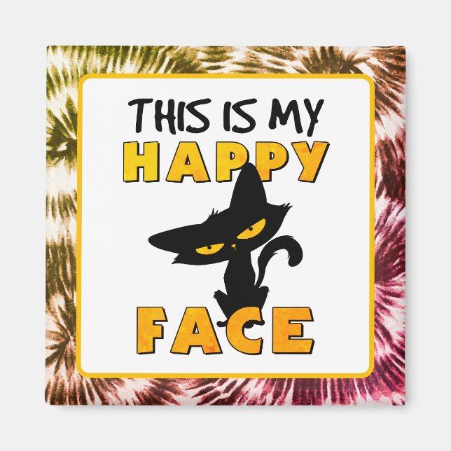 Aimant Voici mon Happy Face Crazy cat Cartoon (Devant)