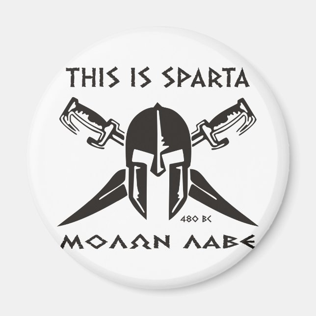 Aimant Voici Sparta - Molon Lave - Noir (Devant)