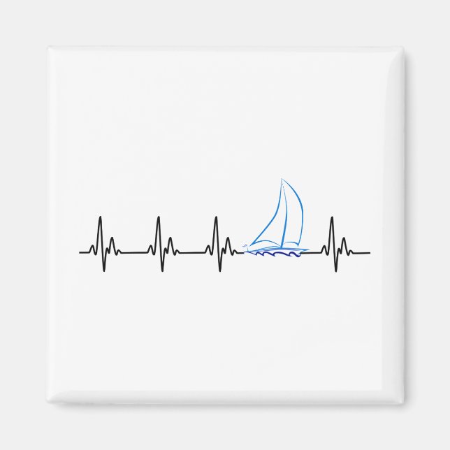 Aimant Voile Heartbeat Funny Voilier (Devant)
