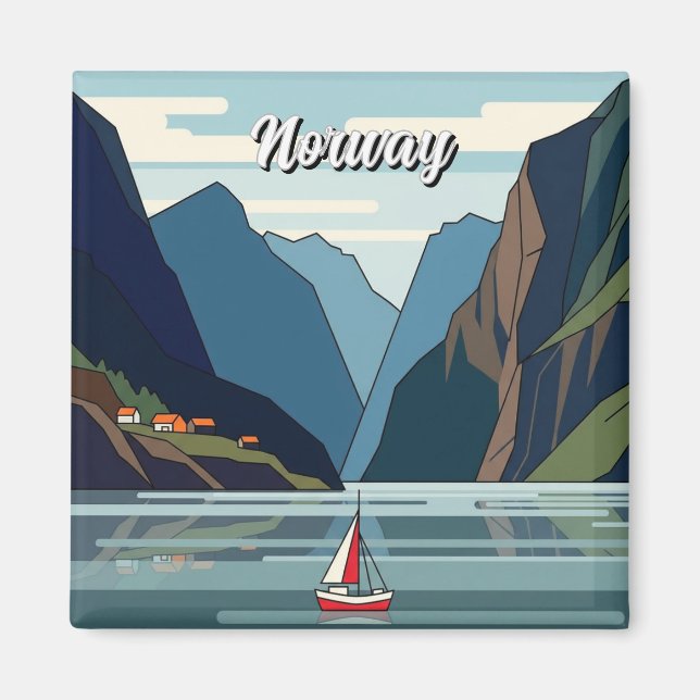 Aimant Voilier en Norvège Fjord (Devant)
