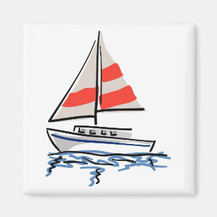 Aimant Voilier tropical Stylisé