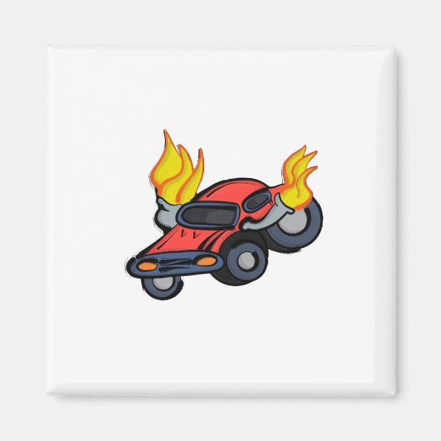 Aimant Voiture à flammes (Devant)