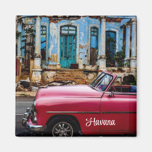 Aimant Voiture ancienne rouge La Havane Cuba        