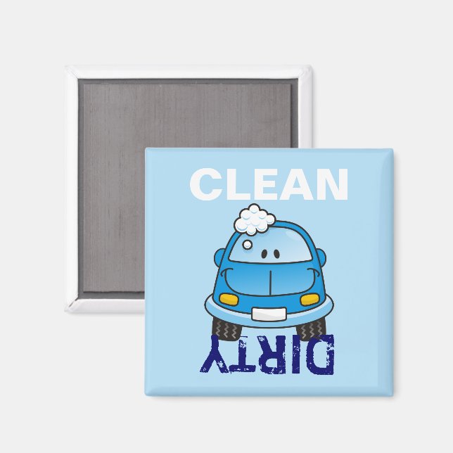 Aimant Voiture bleue avec bulles (Recto/Verso)