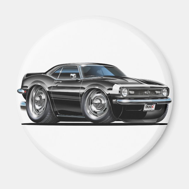 Aimant Voiture Camaro noir-blanc 1968 (Devant)