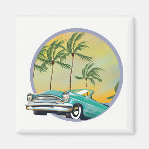 Aimant Voiture classique au crépuscule