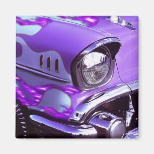 Aimant Voiture classique : Chevrolet avec capot en feu