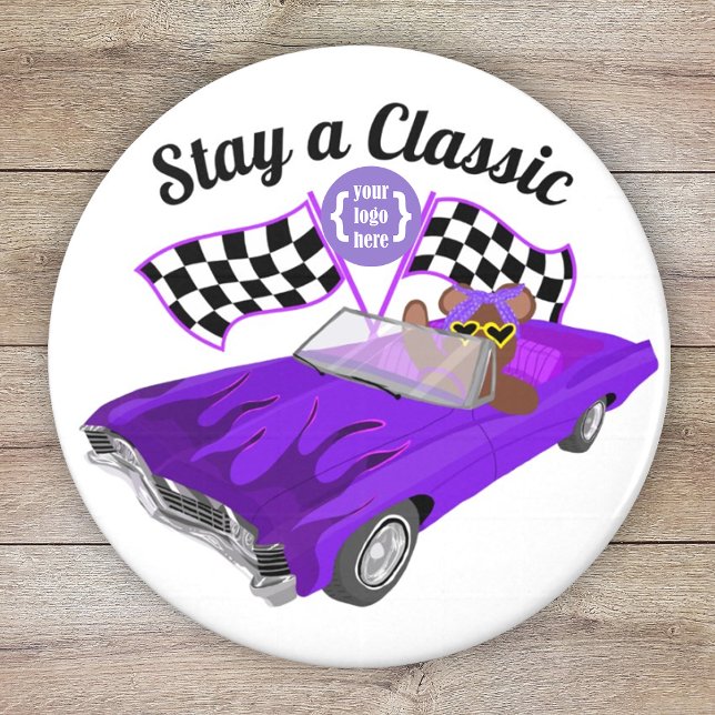 Aimant Voiture Classique Convertible Violet, Drapeaux À d (purple car club, car show fund raiser, girl's youth organization logo magnet, event party favor)