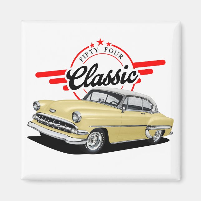 Aimant Voiture classique jaune (Devant)