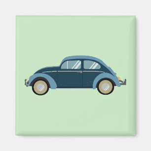 Aimant voiture cool bleu rétro avec des menottes