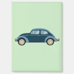 Aimant voiture cool bleu rétro avec des menottes