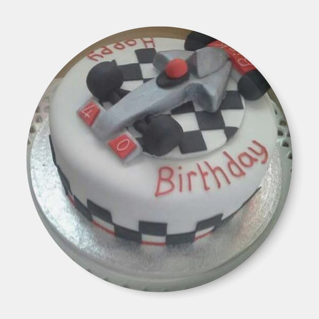 Aimant voiture de course bon anniversaire (Devant)