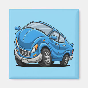 Aimant Voiture de dessin animé bleu déformé automatique