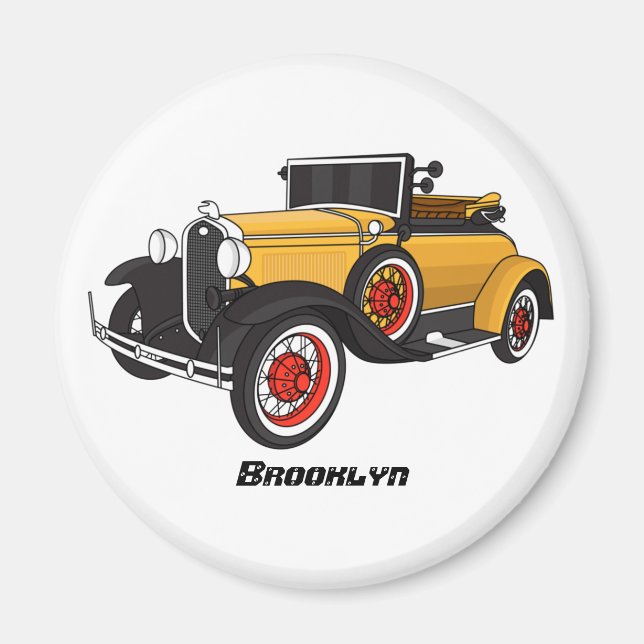Aimant Voiture jaune classique 1931 (Devant)