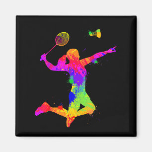 Aimant Volant de badminton, joueur de badminton, filles,