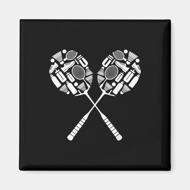 Aimant Volant de badminton Racket Équipement Icon Silhoue (Devant)