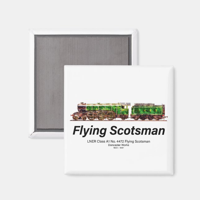 Aimant Volant Scotsman Steam Train Anglais Locomotive (Recto/Verso)