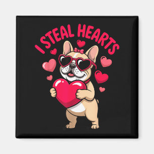Aimant Vole des coeurs bouledogue français valentin chien