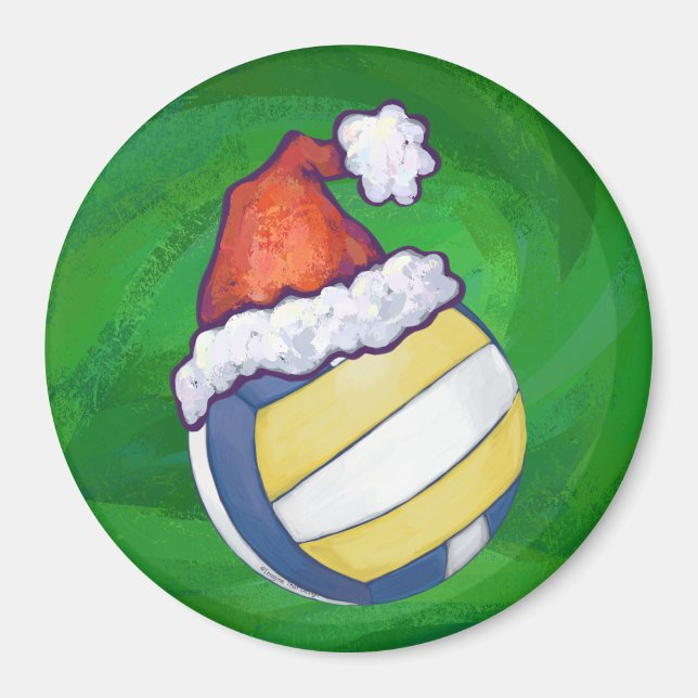 Aimant Volley-ball avec Casquette de Noël (Devant)