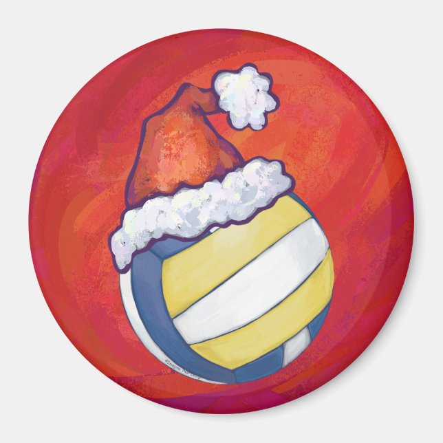 Aimant Volley-ball avec Casquette de Noël (Devant)