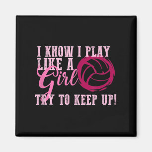 Aimant Volley-ball jouer comme une fille mignonne pour le