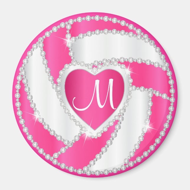 Aimant Volley-ball Monogram White et Hot Pink Diamond (Devant)
