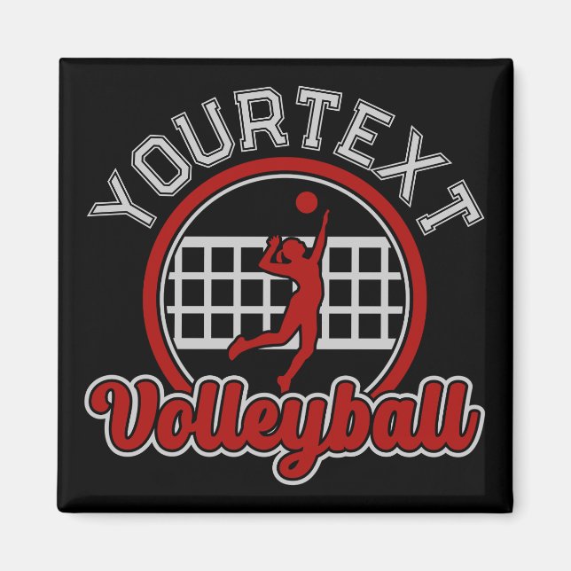 Aimant Volleyball AJOUTER LE NOM Spike Ball Attaque Équip (Devant)
