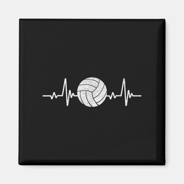 Aimant Volleyball Lover Heartbeat Vintage Retro Volleybal (Devant)