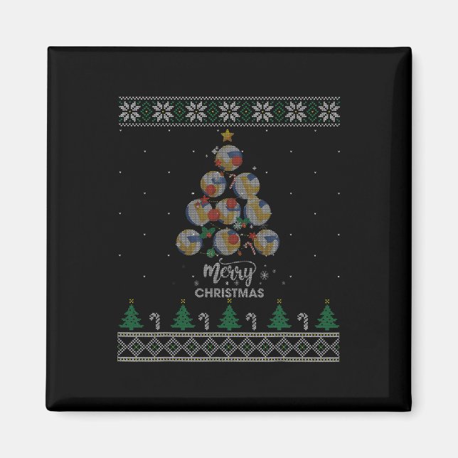 Aimant Volleyball Noël Arbre Noël Cadeau De Noël Pour Vol (Devant)