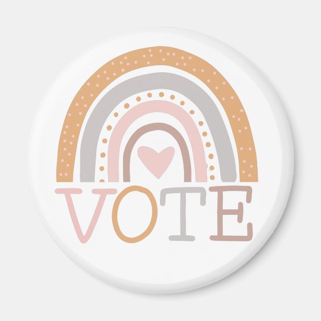 Aimant Vote | Joli design de texte pastel arc-en-ciel (Devant)