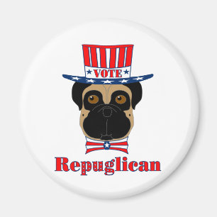 Aimant Vote rePUGlican Funny Carlin en Casquette blanc ro