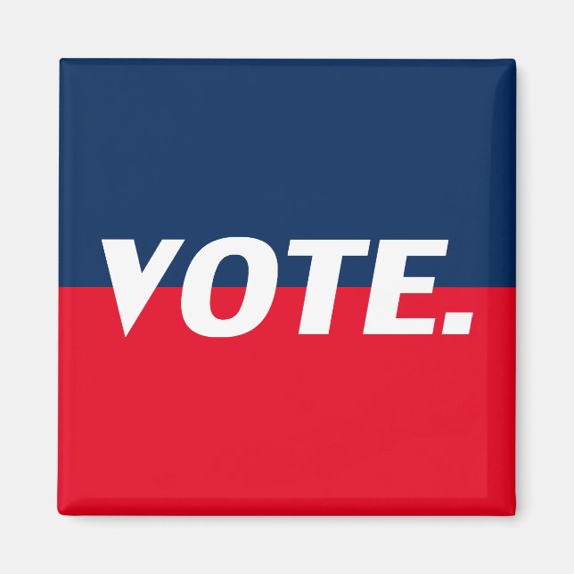 Aimant "Voter" lettres blanches, arrière - plan bleu roug (Devant)