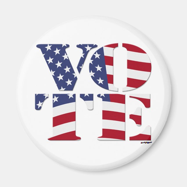 Aimant VOTEZ "V O T E" avec DRAPEAU DES ÉTATS-UNIS (Devant)